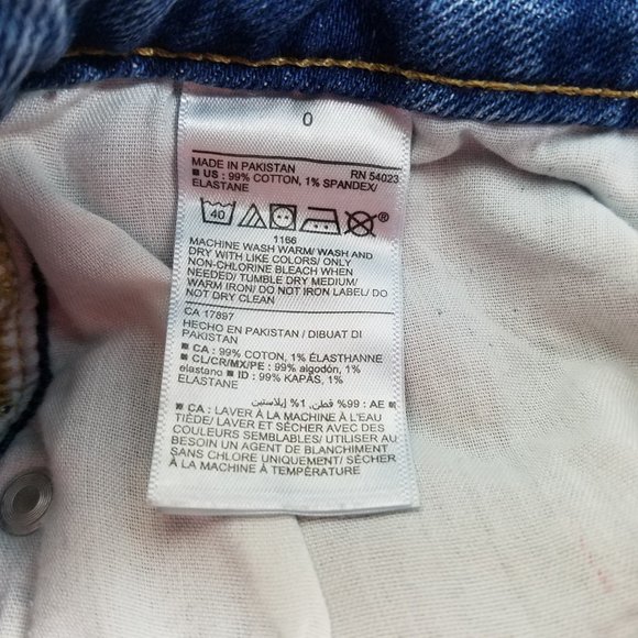 Old Navy Jeans Womens Size 0 High Rise O.G. Straight Leg Destroyed Blue Denim - Picture 9 of 14